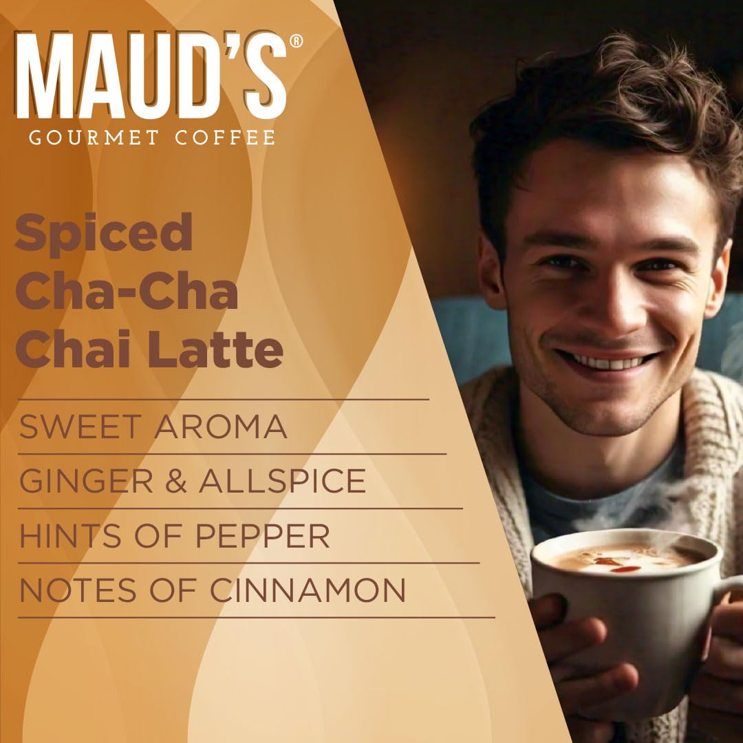 Maud's Spiced Chai Tea Latte Instant Packets, 16 ct, 100% Gourmet Blended Tea Leaves, Instant Hot or Iced Chai Tea Latte - Just add water