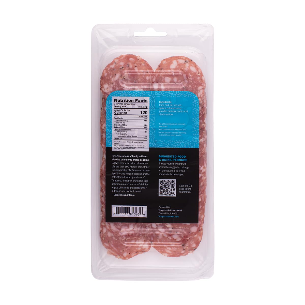 Tempesta SOPRESSATA Black Pepper Salami, 3 OZ (Pack of 1)