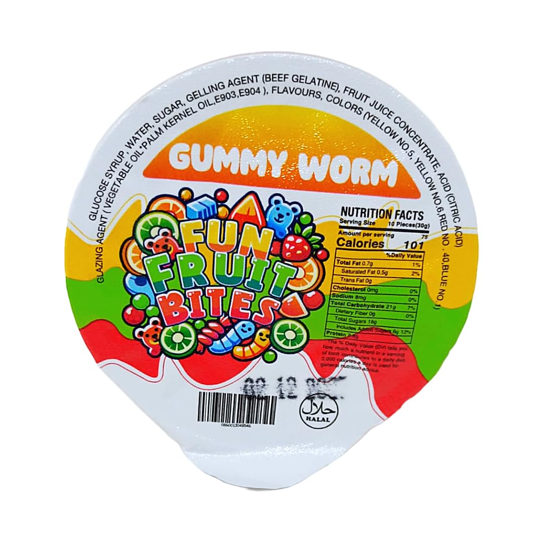 Fun Fruit Bites Gummy Worm Cup (Halal)