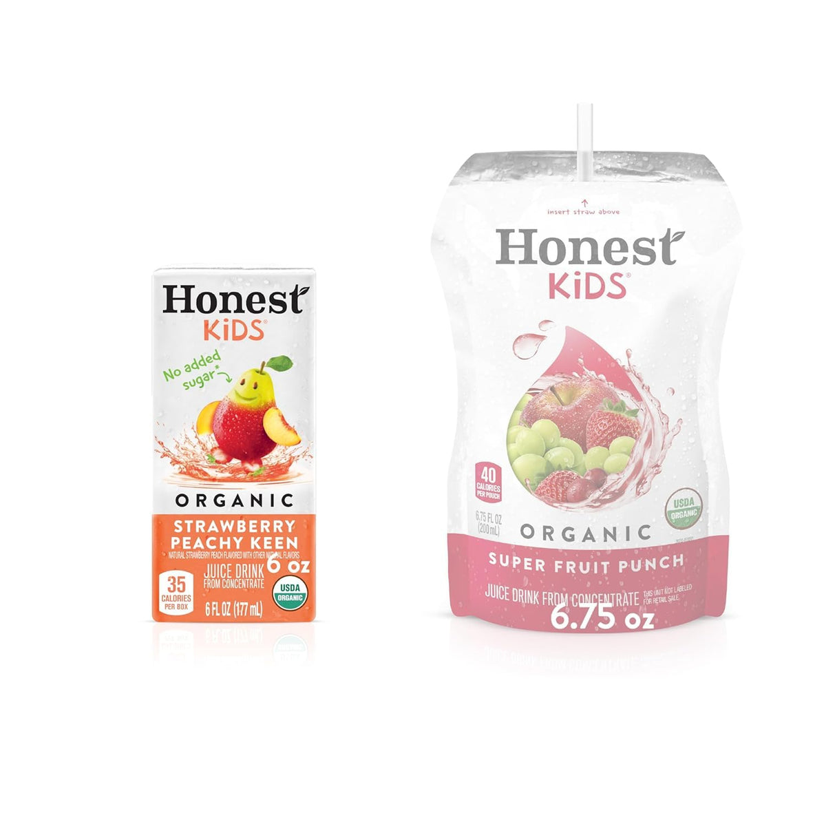 Honest Kids Strawberry Peachy Keen Cartons, 6 fl oz, 8 Pack, 5 Sets