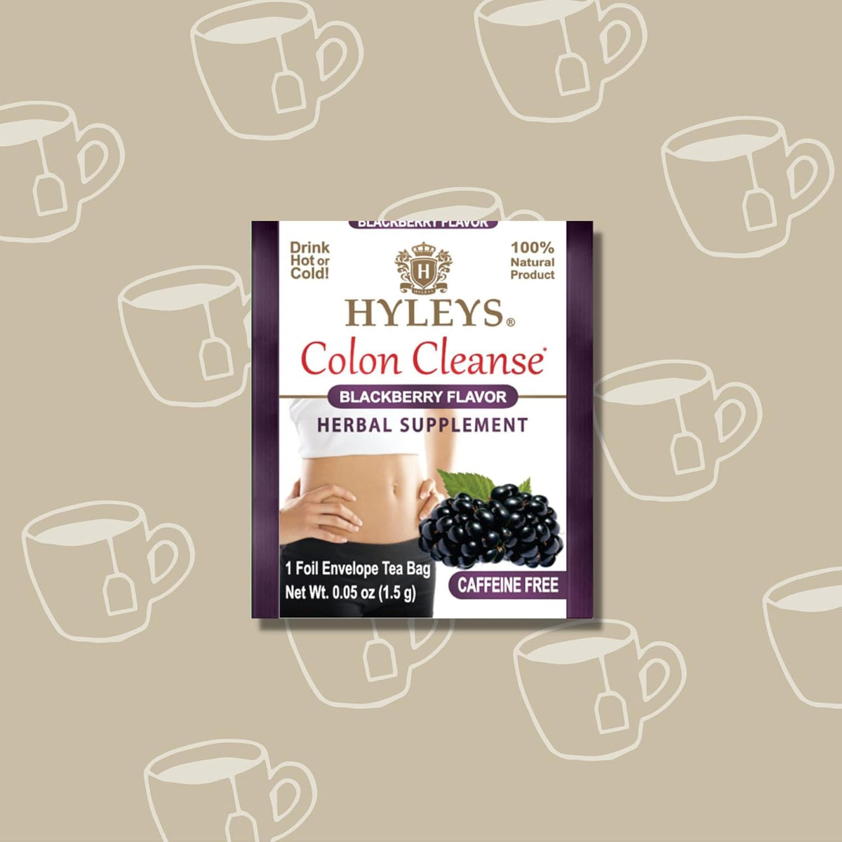 Hyleys Colon Cleanse Tea Variety Pack - Cranberry, Blackberry, Acai Berry, and Goji Berry Flavors - 100 Tea Bags