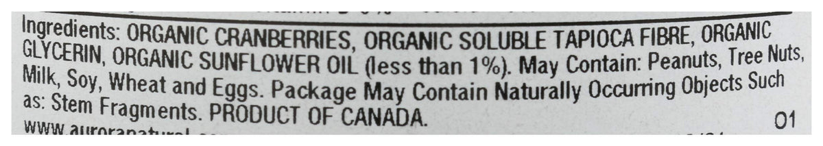 Aurora Products Organic Dried Cranberries, 9 OZ