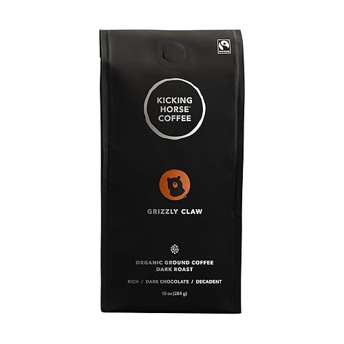 Kicking Horse Coffee, Grizzly Claw, Dark Roast, Ground, 10 oz - Certified Organic, Fairtrade, Kosher Coffee
