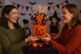 Hand-Designed Halloween Pumpkin Gift Basket with Premium Candy, Chocolates, and Snacks. Halloween Candy Gift for Kids, Families, and Clients!