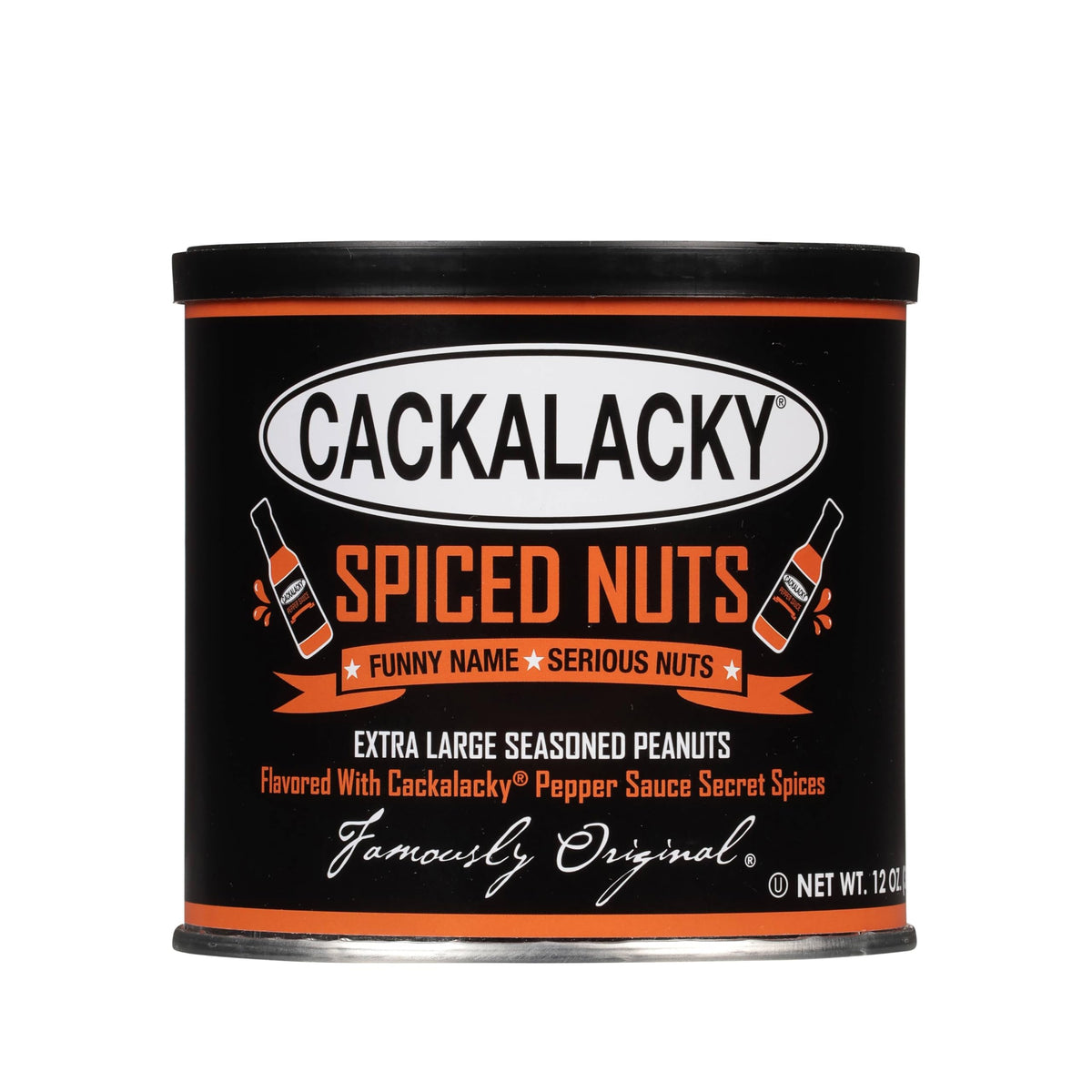 Cackalacky Famously Original Spiced Nuts - 12 oz - Roasted, Extra-Large North Carolina Peanuts, Seasoned with Fiery Pepper Sauce, Perfect for Parties