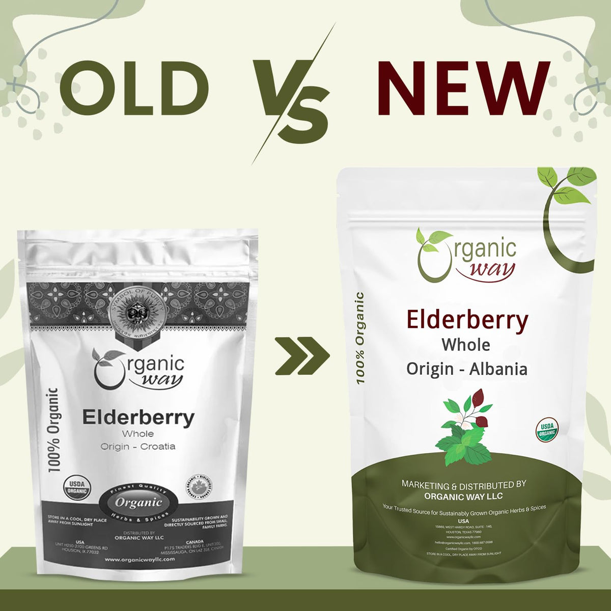 Organic Way Dried Elderberry Whole - Herbal Tea | European Wild-Harvest | Kosher & USDA Certified | Non-GMO & Gluten Free | Tested for Purity | 100%