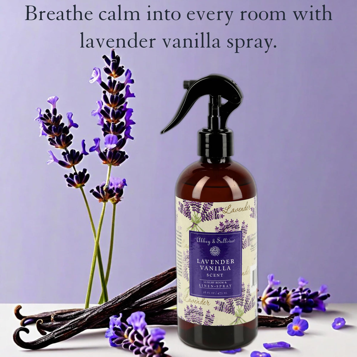 Abbey & Sullivan Linen Spray, Lavender Vanilla, Fabric Freshener and Odor Eliminator, Pack of 2, 16 oz