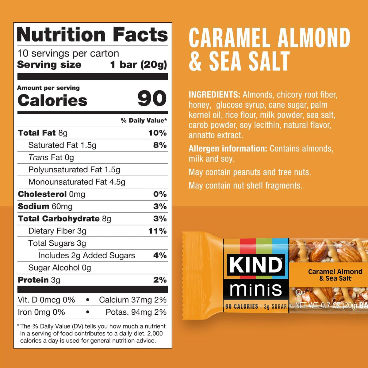 KIND Mini Snack Bars Variety Pack, Gluten Free, Low Sugar, Low Calorie Snacks, Dark Chocolate Nuts & Sea Salt, Peanut Butter Dark Chocolate, Caramel