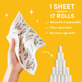 Papaya Reusable Paper Towels, Premium Swedish Dishcloths with Hook, Non-Scratch Reusable Paper Towel, 1 Sheet Replaces 17 Rolls - 2 Sheets, 1 Hook