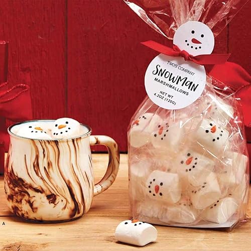 Two's Company Snowman Marshmallow Candy in Gift Bag, White