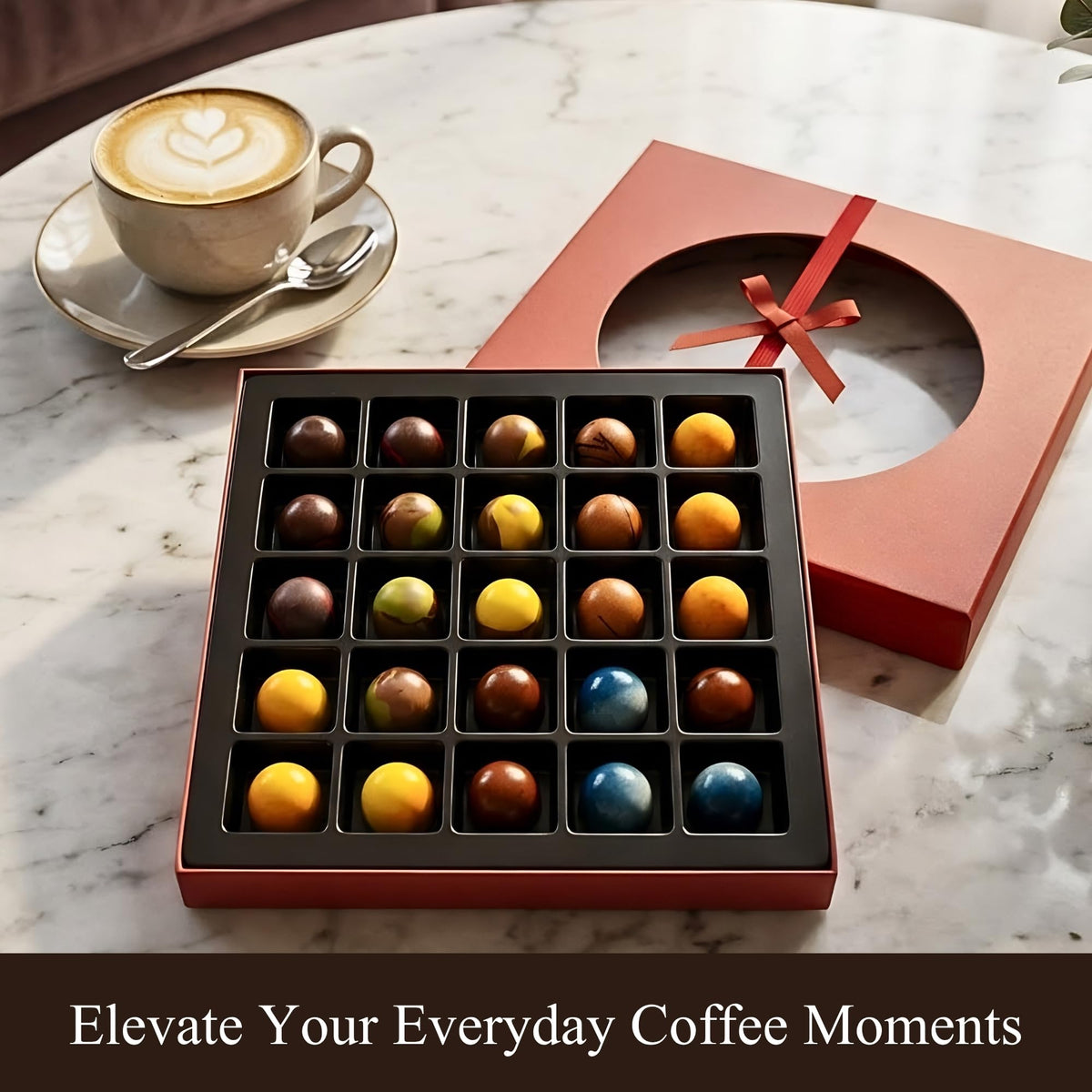 Andy Anand Chocolate Truffles & Pralines Bonbons Box - 25 Pcs, 8 oz Belgian Assorted Chocolate Monet Gift Collection with Elegant European