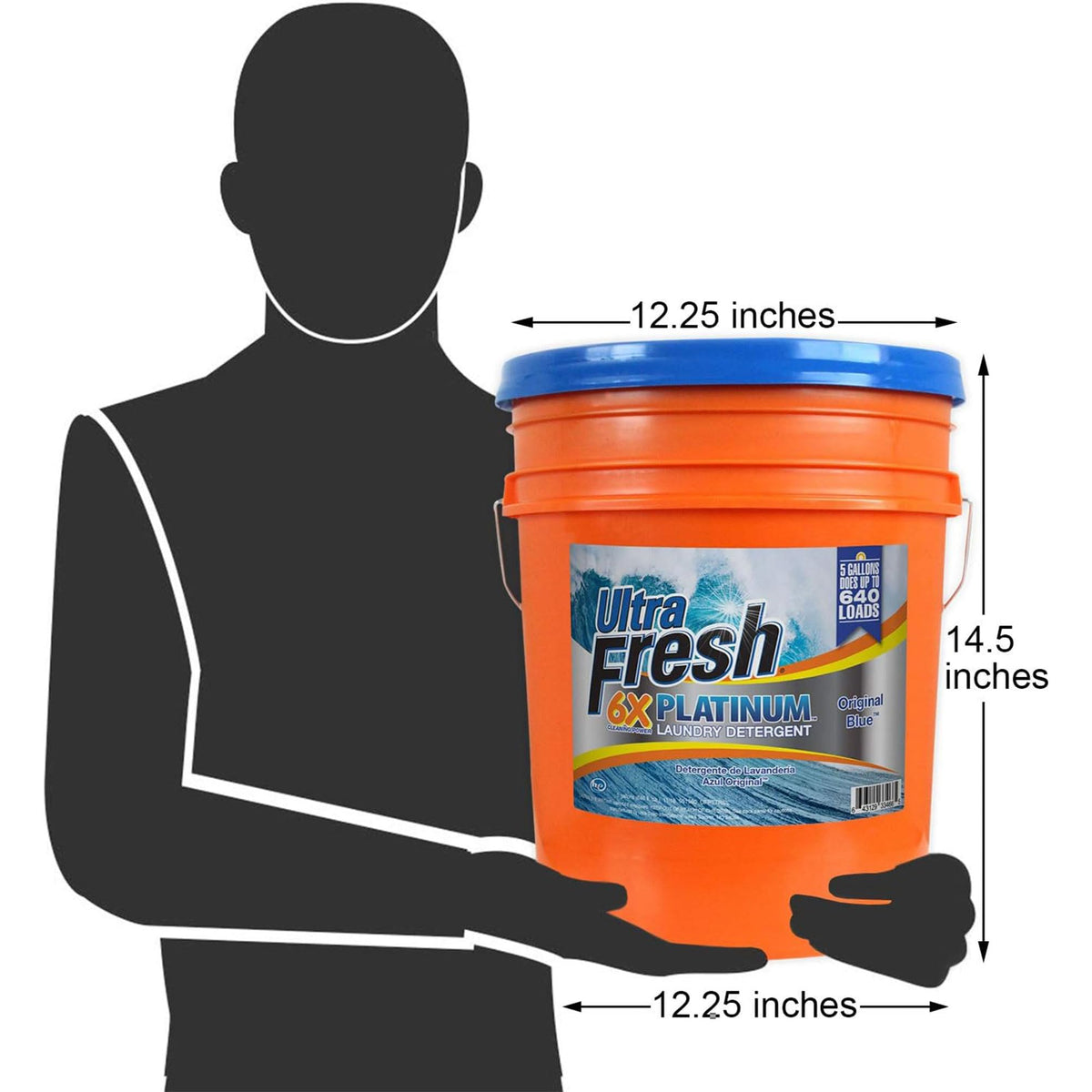 Ultra Fresh 6X Platinum 5 Gallon Laundry Detergent Liquid for All Machine Types with Easy Dispensing Pump, Up to 640 Loads, Original Blue (2 Pack)