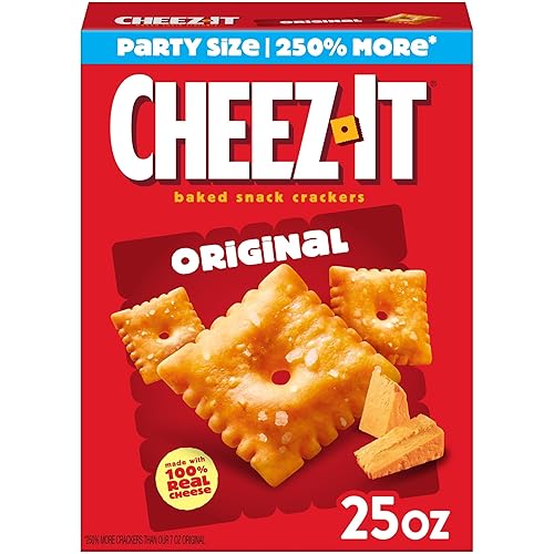 Cheez-It Cheese Crackers, Baked Snack Crackers, Lunch Snacks, Party Size, Original, 25oz Box (1 Box)