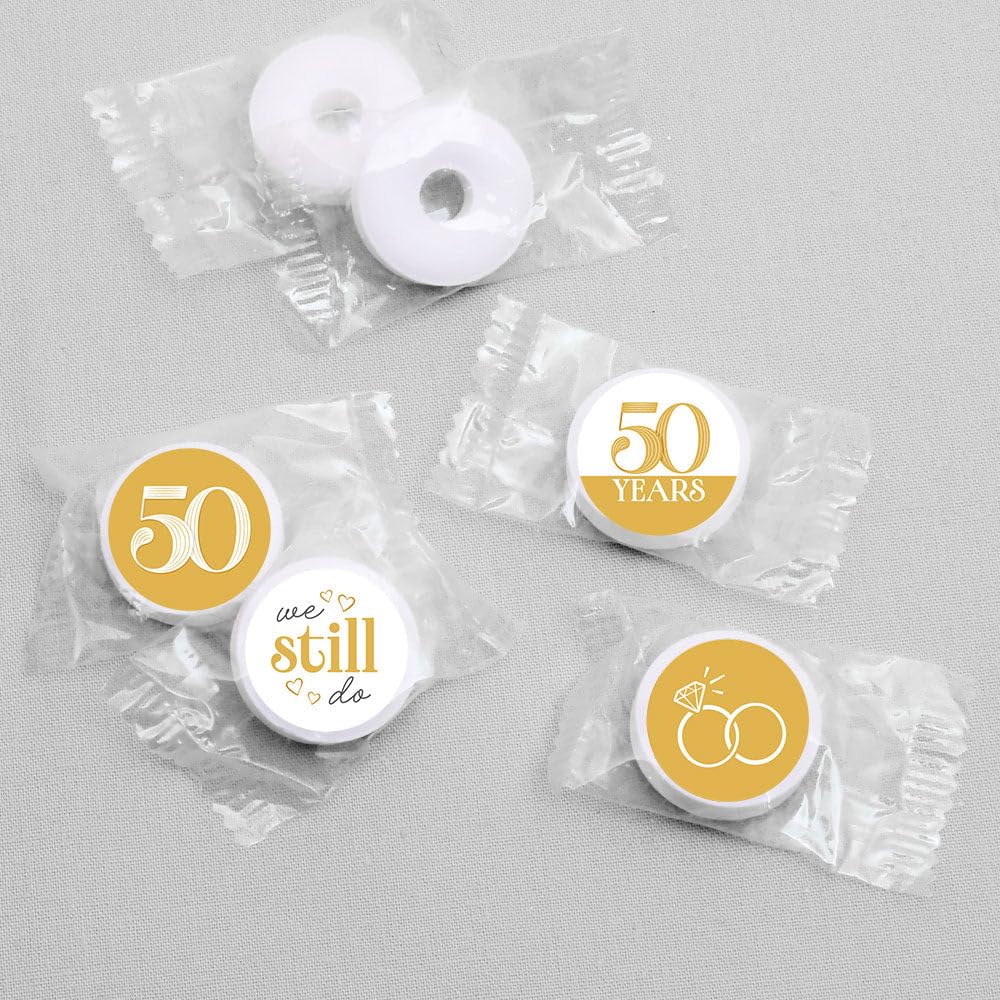 50th Wedding Anniversary - Round Candy Stickers - 108pc