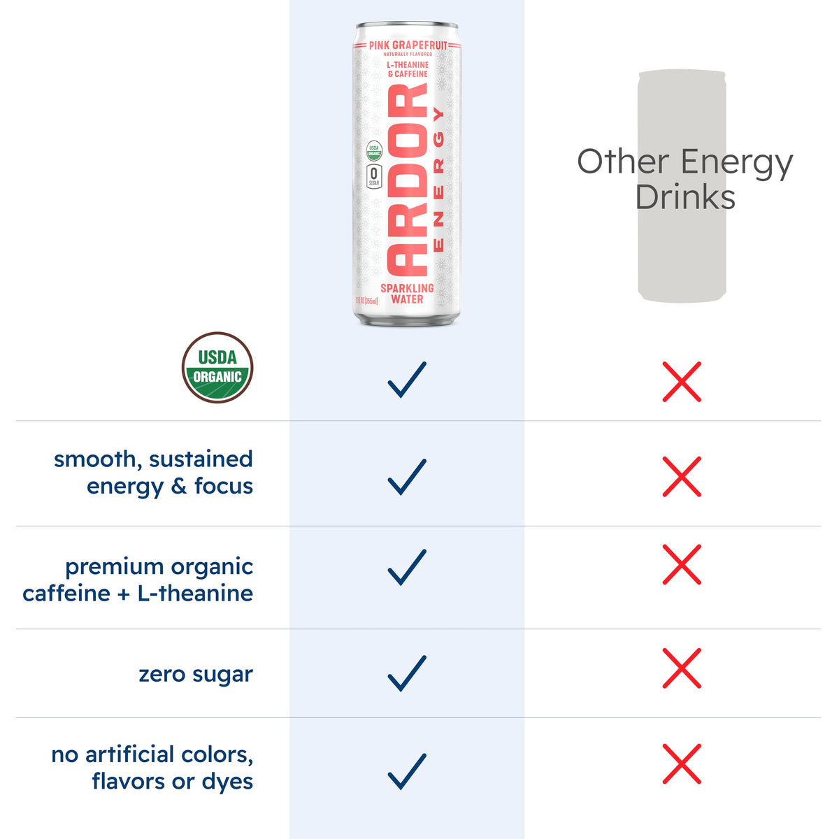 ARDOR ENERGY Sparkling Water with 100mg Natural Caffeine & 200mg L-Theanine from Organic Green Tea for Smooth Energy & Focus | Healthy Energy Drink |