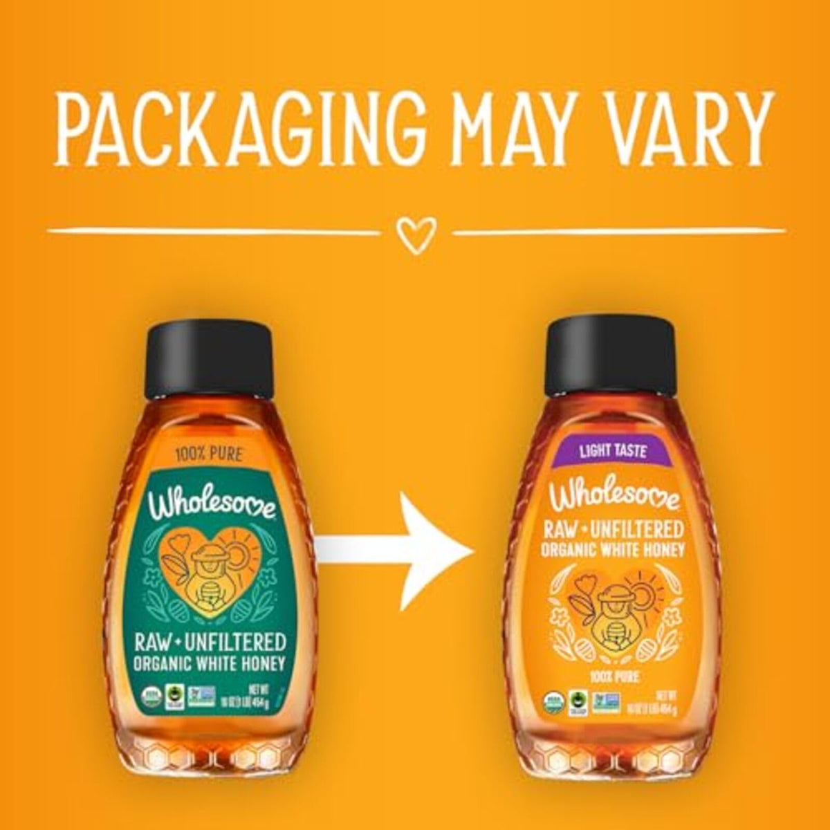 Wholesome Sweeteners 16-Ounce Organic Raw Unfiltered White Honey Bottle, 100% Pure, Fair Trade Certified, Non GMO Project Verified, & Gluten Free Sweetener, 1 Pack
