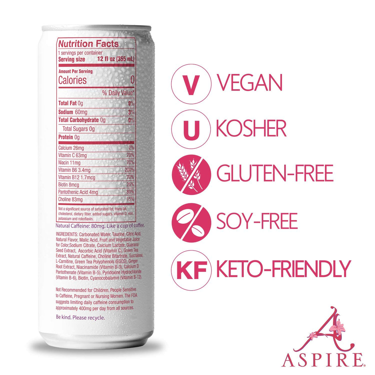 ASPIRE™ Healthy Energy, Calorie Burning, Zero Calorie, Zero Sugar Drink Raspberry + Acai 4-Pack