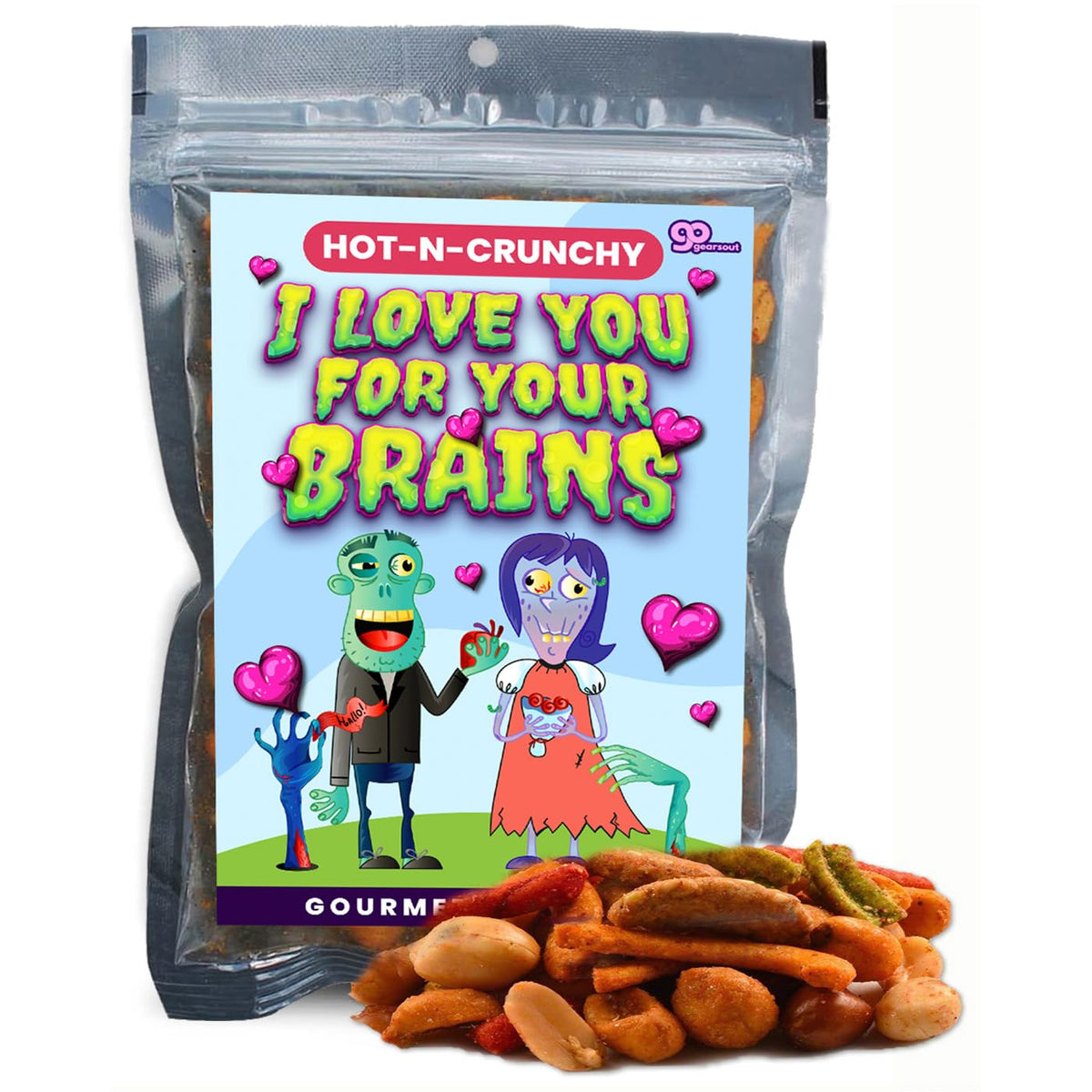 Love You for Your Brains Trail Mix - Premium Food Gifts Spicy Zombie Romance Snack Mix Unique Funny Valentine Gifts Horror Movie Night Snacks