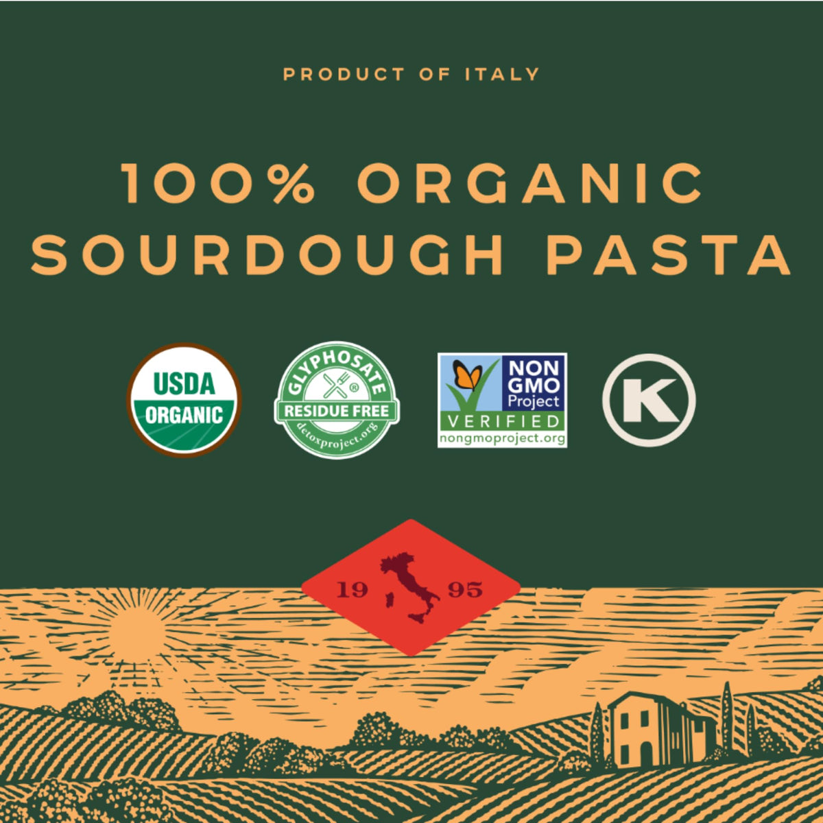 Bionaturae Spaghetti Pasta Noodles - Sourdough Pasta, Kosher Certified, High Protein, Non-GMO Verified, USDA Certified, Spaghetti Pasta Organic