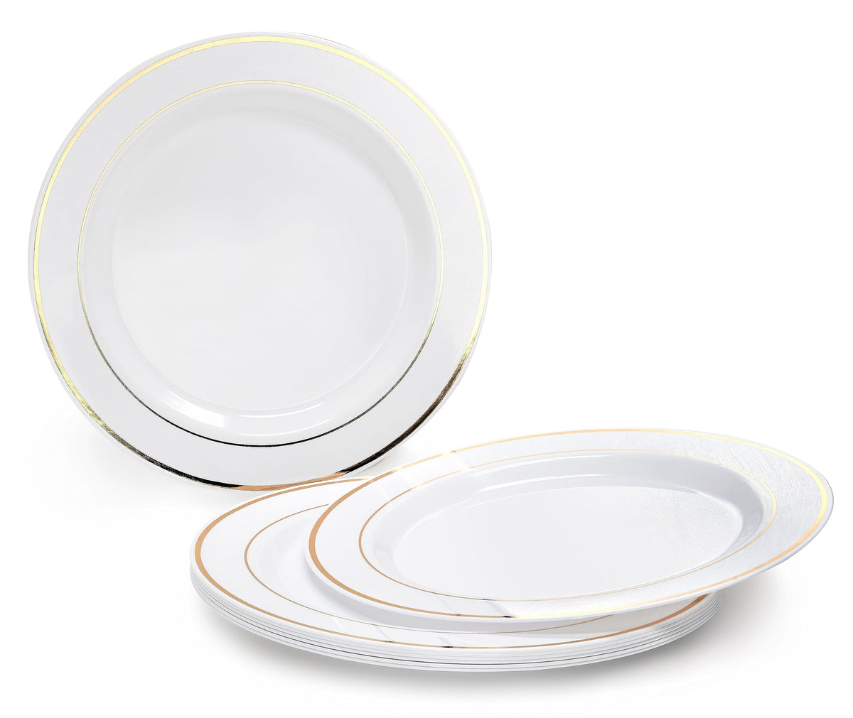 " OCCASIONS " 200Piece set (25 Guests)-Heavyweight Wedding Party Disposable Plastic Plate Set -25 x 10.5'' + 25 x 7.5'' + Silverware + Cups +linen