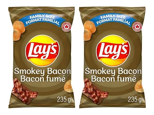 Lays Smokey Bacon Potato Chips, 235g/ 8.3oz, 2-Pack {Imported from Canada}