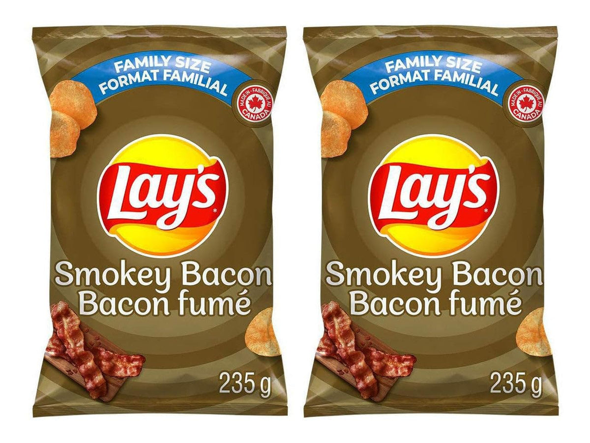 Lays Smokey Bacon Potato Chips, 235g/ 8.3oz, 2-Pack {Imported from Canada}