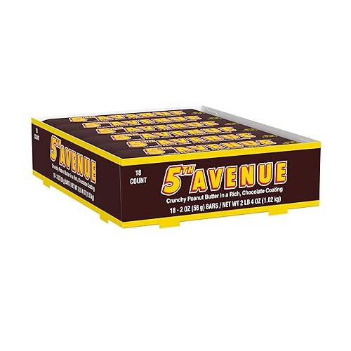 5TH AVENUE Chocolatey Coated Crunchy Peanut Butter Candy Bars, 2 oz (18 Count)