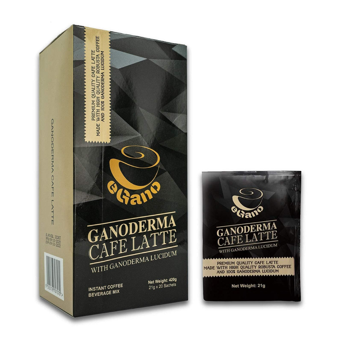 5 Boxes eGano Premium Ganoderma Cafe Latte Instant Coffee With Ganoderma Lucidum Extract (21g x 20 Sachets/Box)