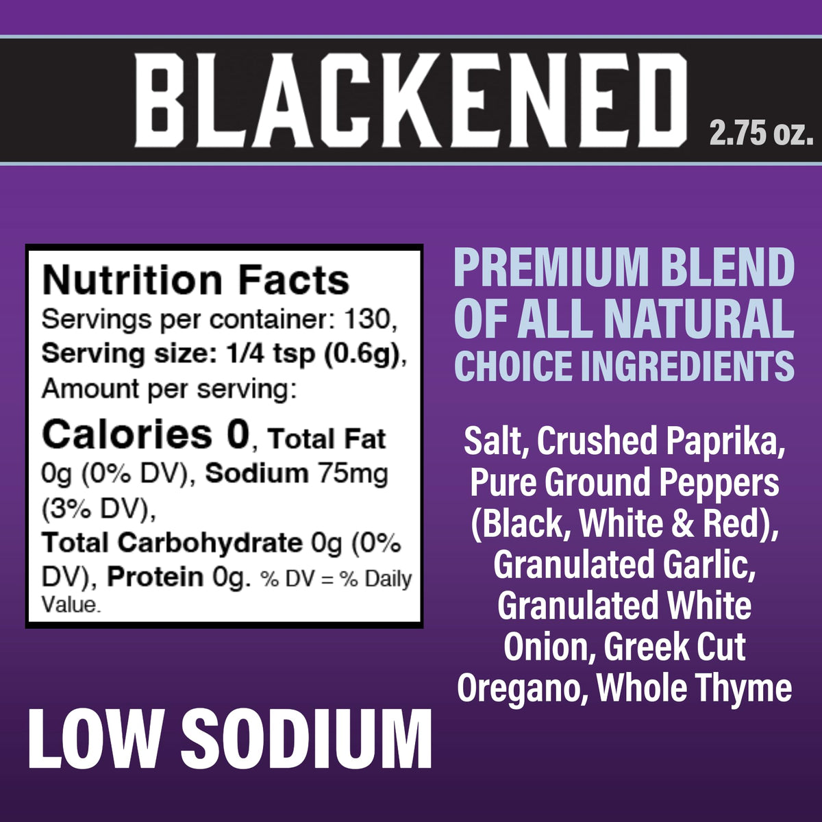 Cajun's Choice Blackened Seasoning - 2.75 oz Jar, Pack of 2, All Natural, Low Salt, Gluten-Free - Authentic Louisiana Spice for Fish & BBQ