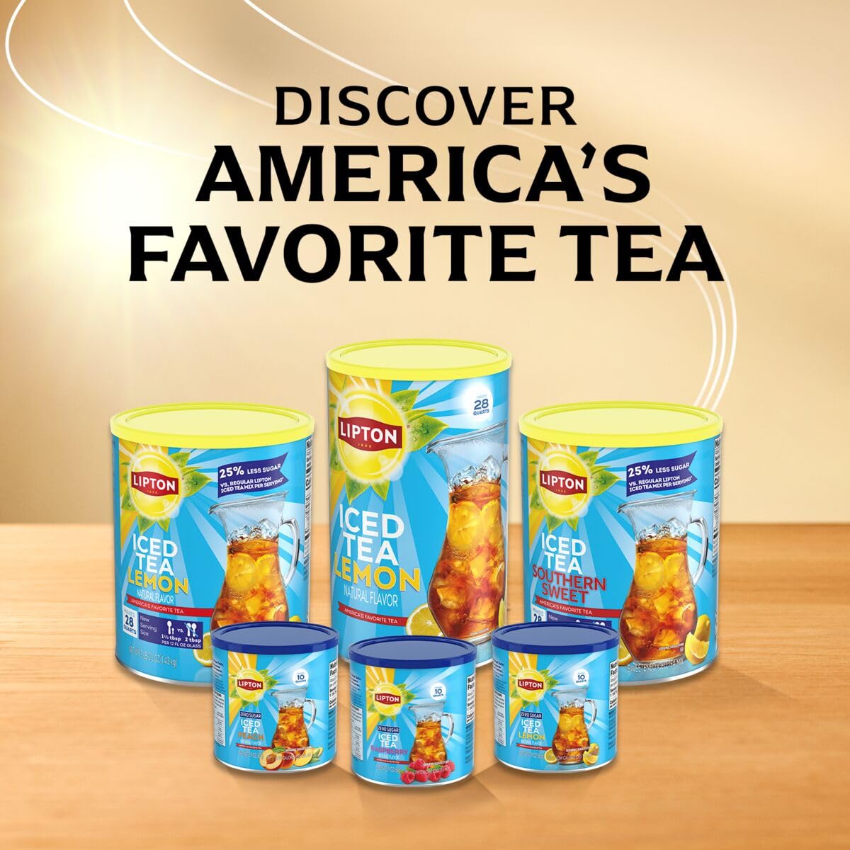 Lipton Iced Tea Mix, Lemon Flavor Black Iced Tea, Reduced Sugar, Makes 28 Quarts