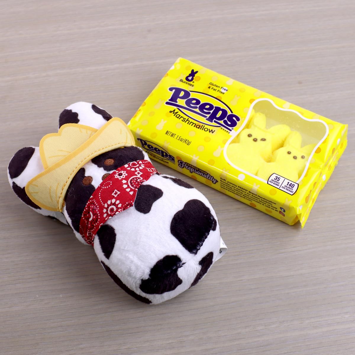 PEEPS Plush Bunny Farm House Gift Set with 4ct PEEPS Yellow Marshmallow Candies and Plush Toy, 1.4oz, Easter Gifts and Basket Stuffers