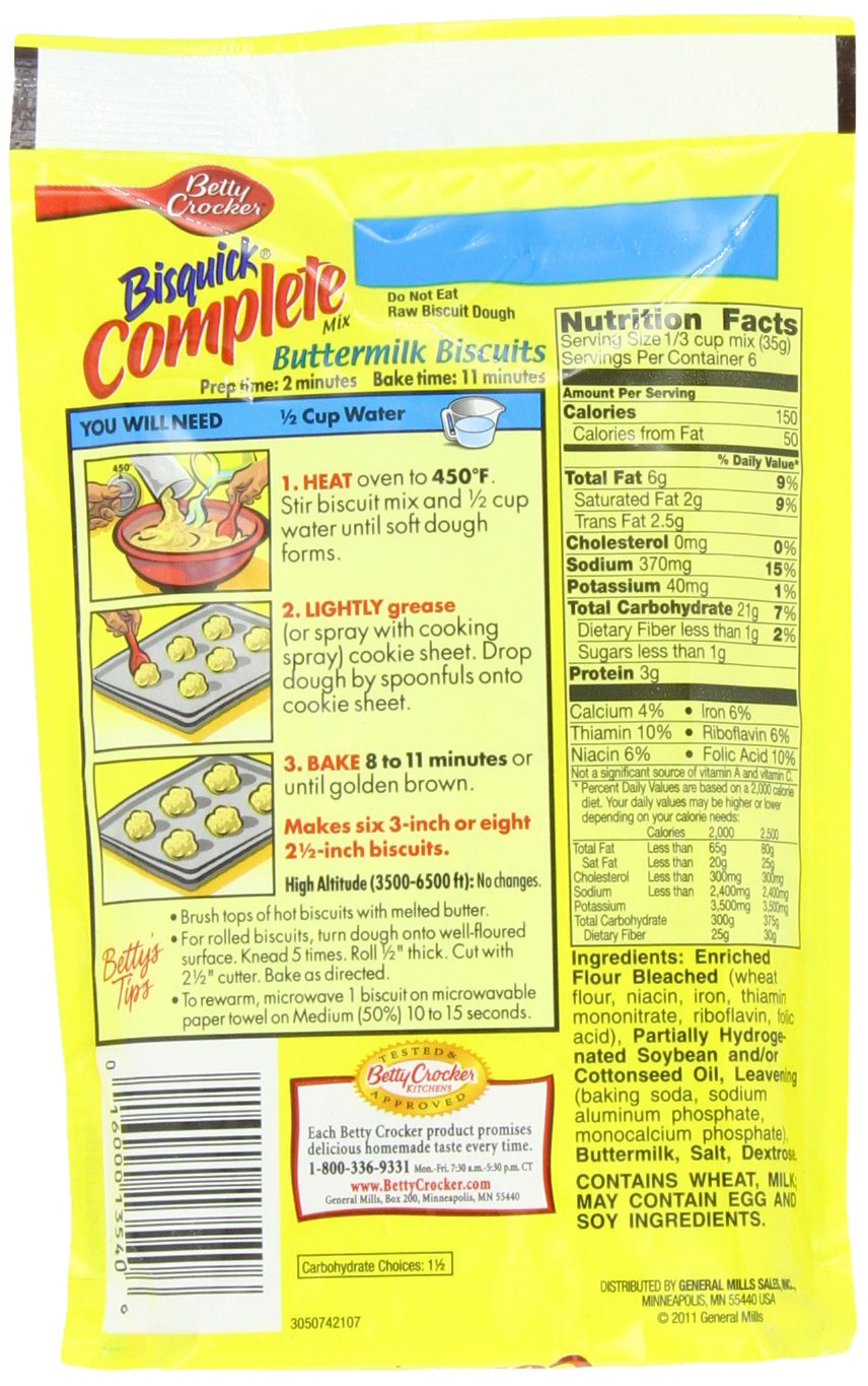 Betty Crocker Bisquick Complete Buttermilk Biscuit Mix, Just Add Water, 7.5 oz.