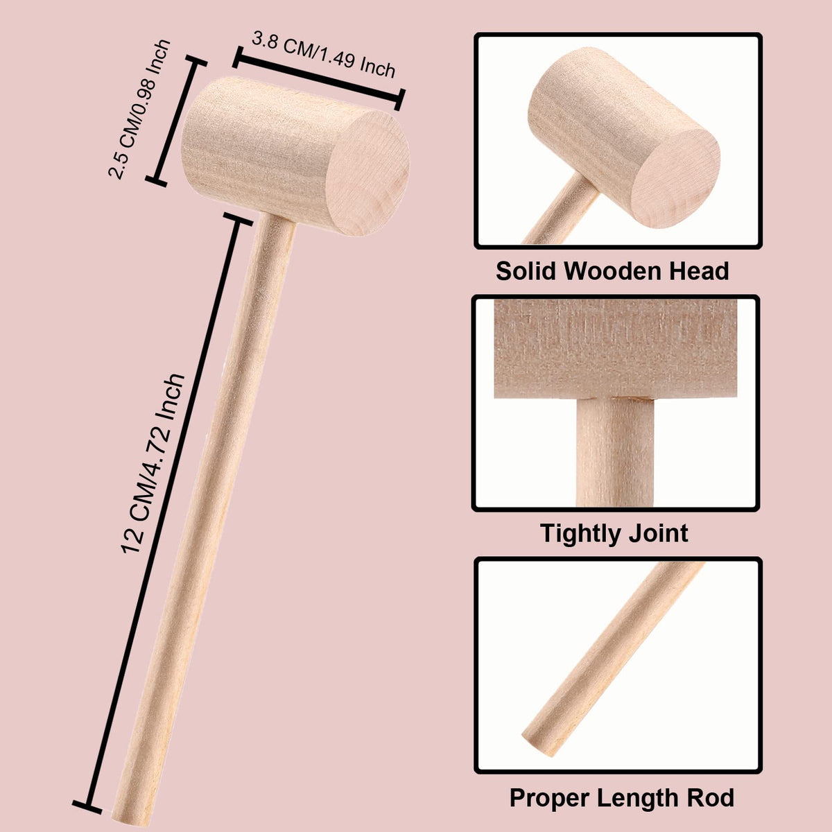 CJFocus 16 Pack Mini Wooden Hammer for Chocolate Breakable Heart