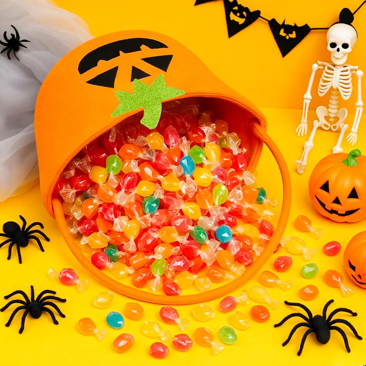 ShellKingdom Halloween Basket, Trick or Treat Basket, Cute Pumpkin Candy Bucket, Halloween Decorations Gift Baskets for Boys Girls