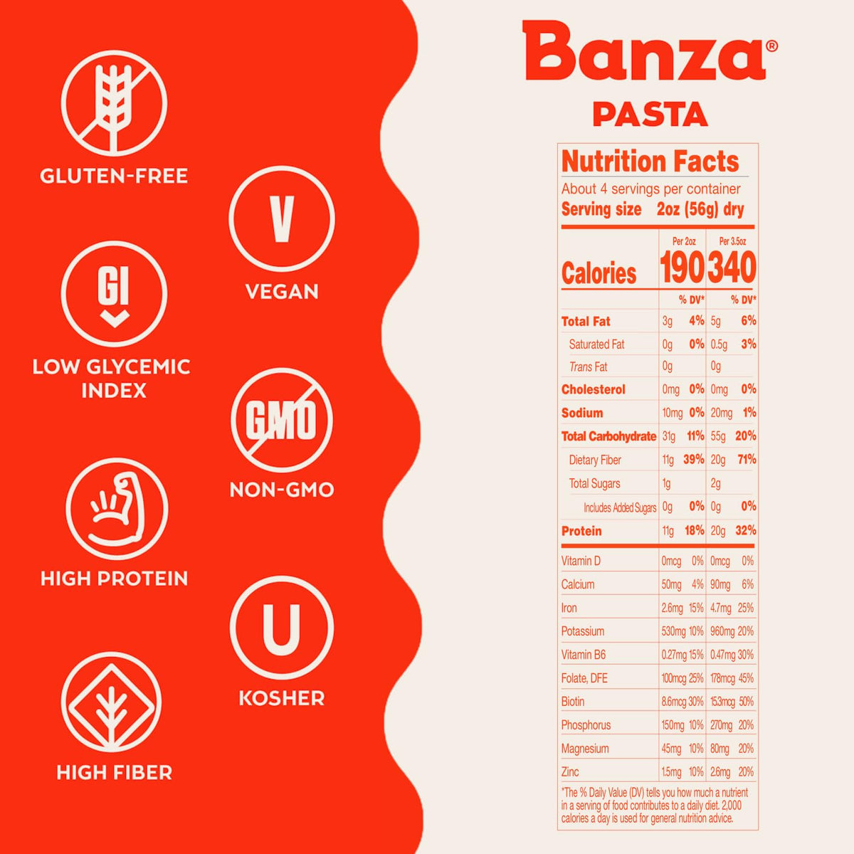 Banza Shells Pasta from Chickpeas - Gluten Free, High Protein, and Lower Carb Protein Shells Chickpea Pasta - 8oz