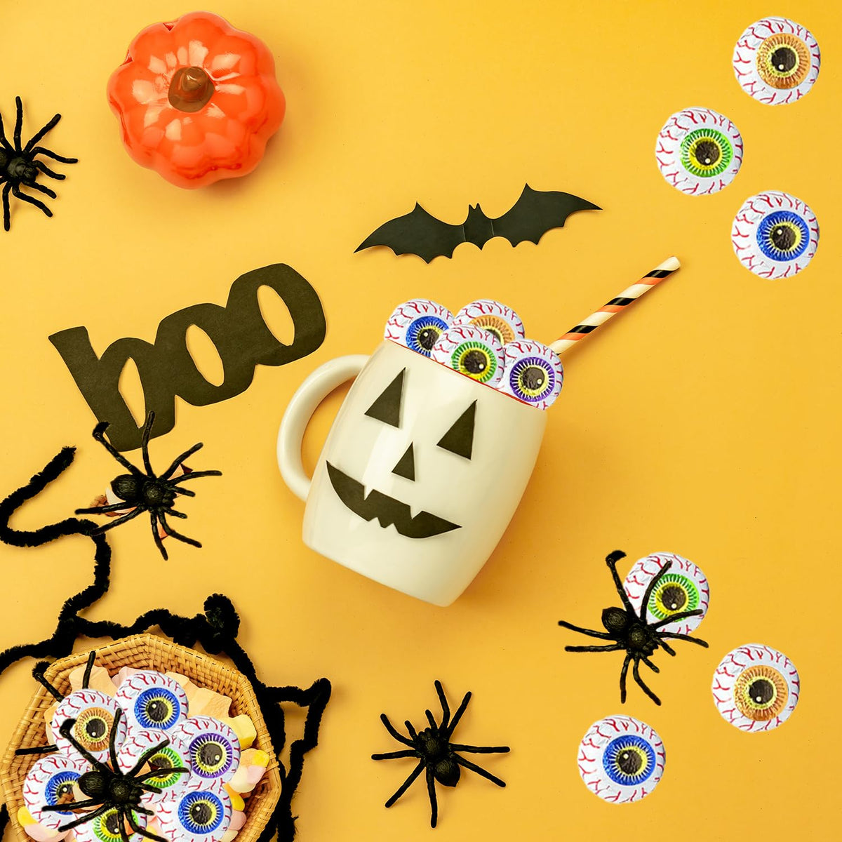 20 Pounds Halloween Milk Chocolate Peanut Butter Spooky Eye Balls, Trick-Or-Treat Party Bag Fillers, Individually Wrapped in Multi-color Eye Design