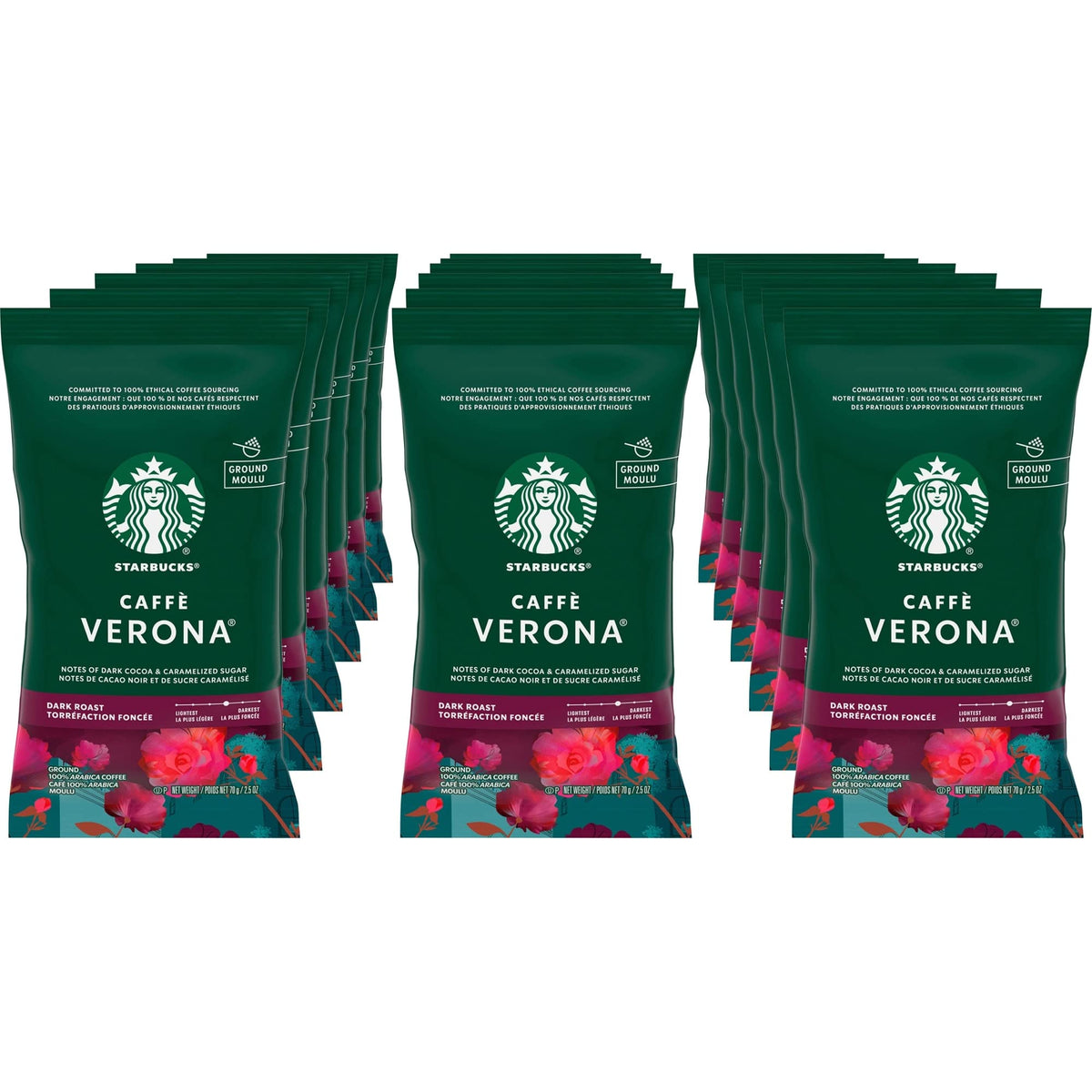 Starbucks® Caffe Verona Ground Coffee, 2.5 Oz., Box Of 18
