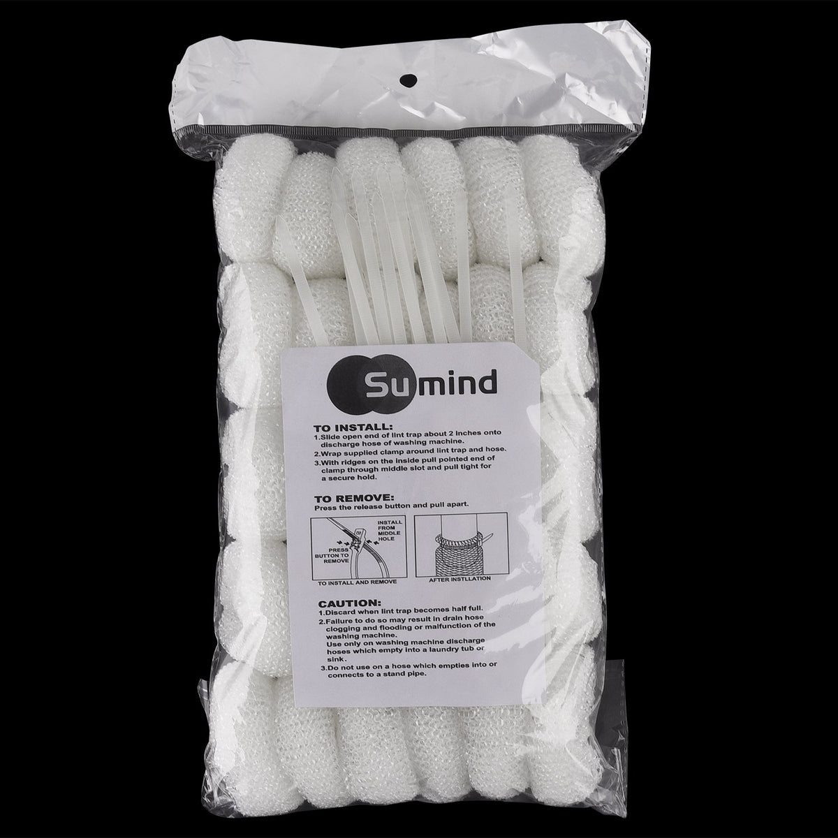 Sumind 30 Pack Nylon Lint Trap Washing Machine Fabric Mesh Snare Washer Lint Catcher with 30 Pack Cable Ties
