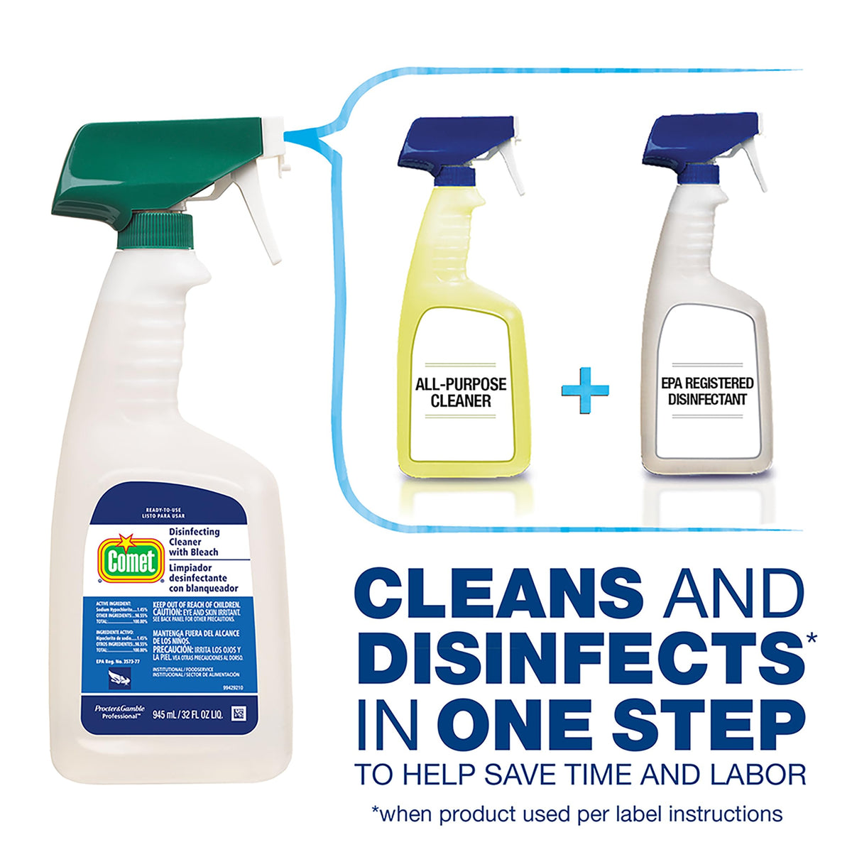 Comet Disinfecting-Sanitizing Bathroom Cleaner, 32 Oz Trigger Spray Bottle, 8/carton