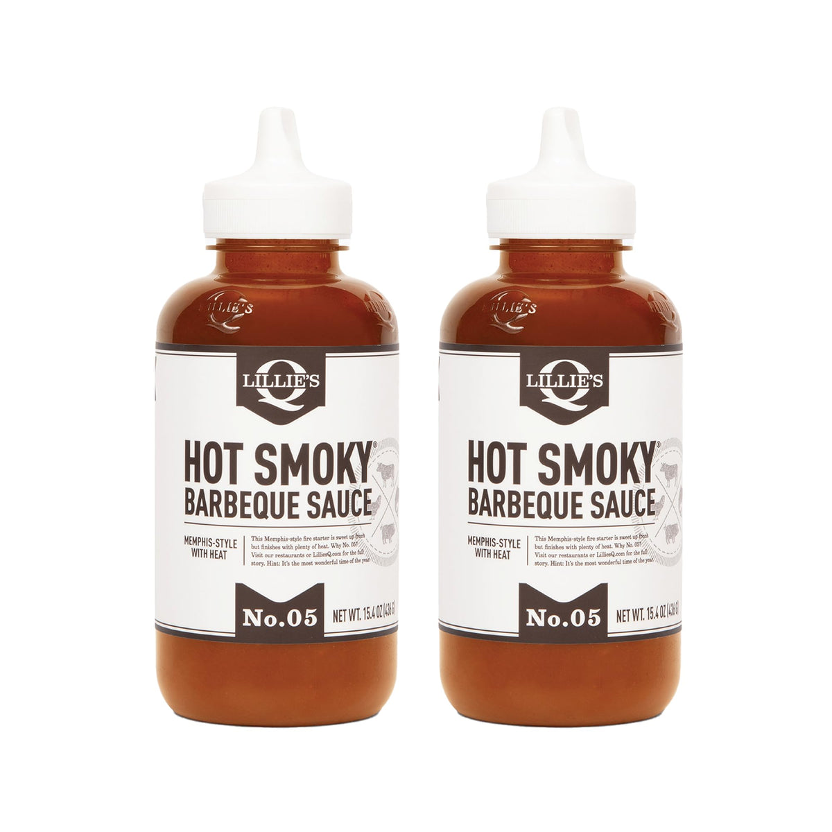 Lillie's Q - Hot Smoky BBQ Sauce, Gourmet Spicy BBQ Flavor (15.4 oz, 2-pack)