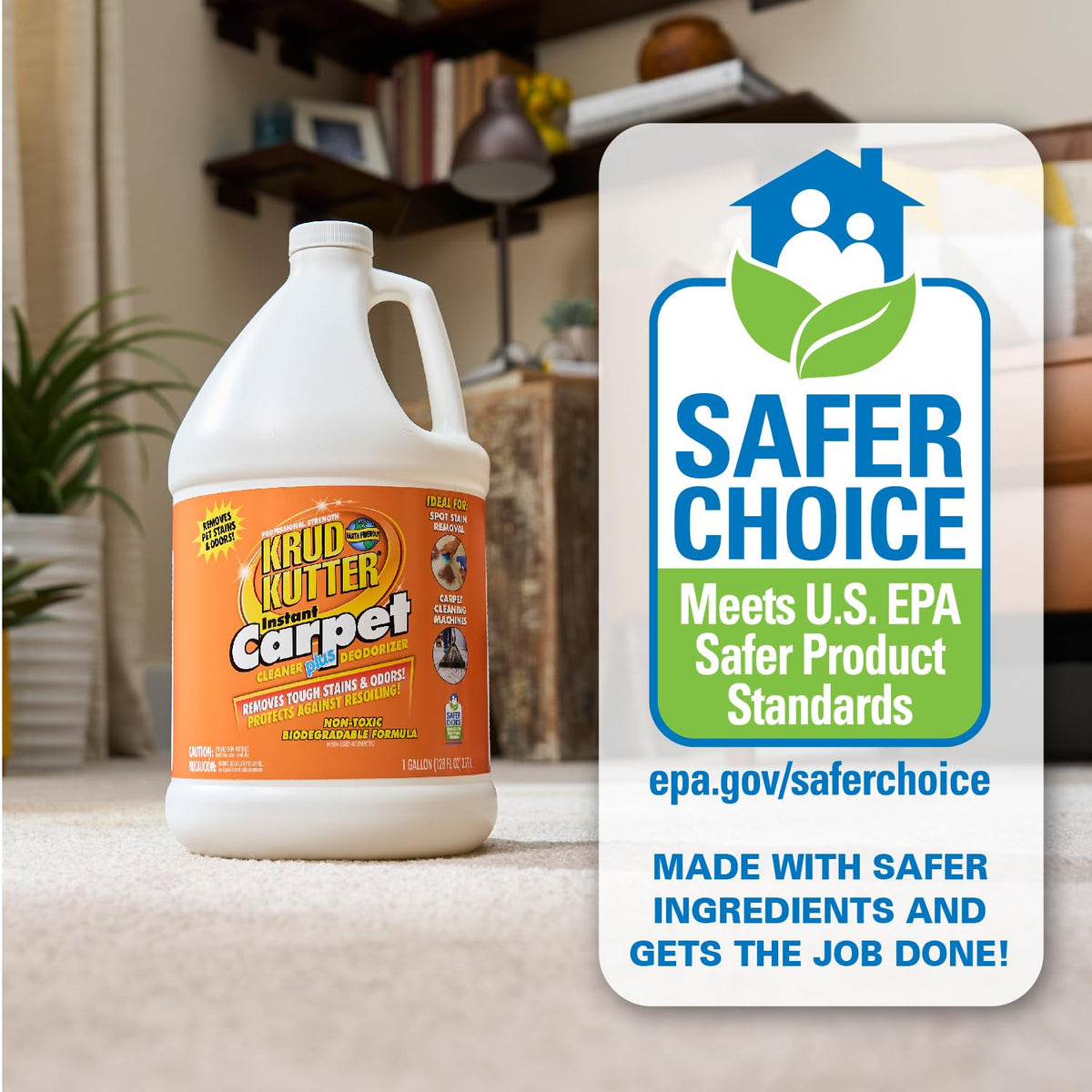 Krud Kutter CR012 Instant Carpet Cleaner/Stain Remover Plus Deodorizer, Gallon