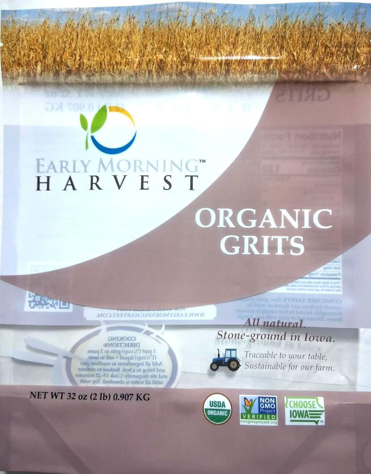 Early Morning Harvest Organic Grits- 32 Ounces (2 lbs)