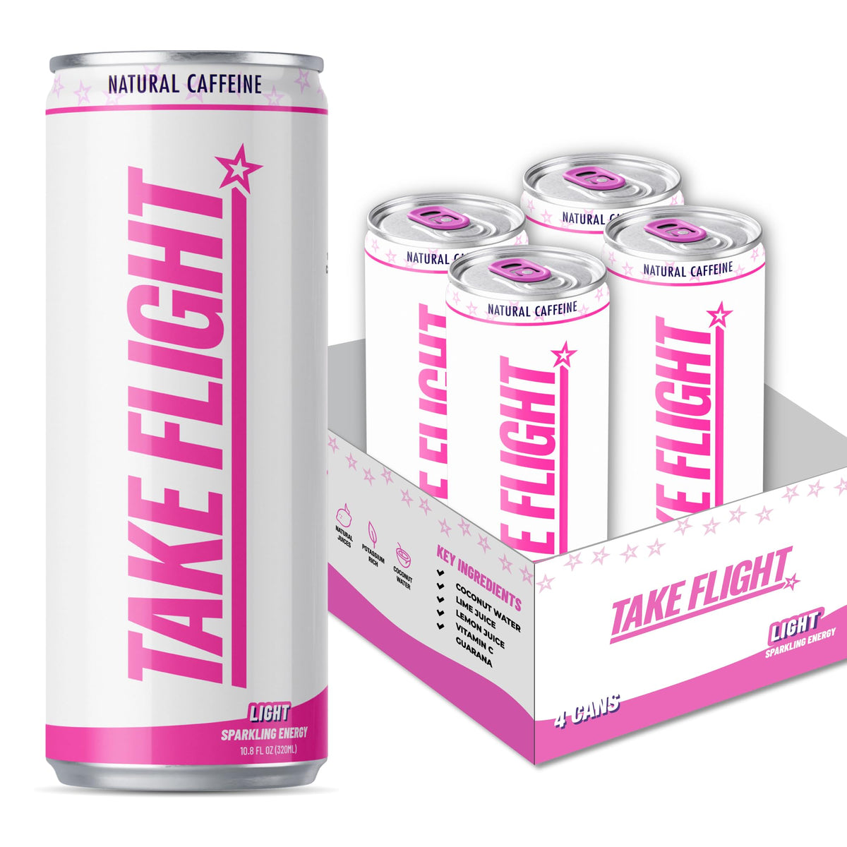 TAKE FLIGHT ENERGY, Natural Juices, Guarana, Focus & Hydration (LIGHT 100MG CAFFEINE, SINGLE CAN)