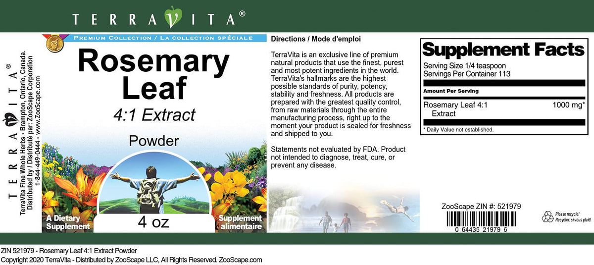 Rosemary Leaf 4:1 Extract Powder (4 oz, ZIN: 521979)