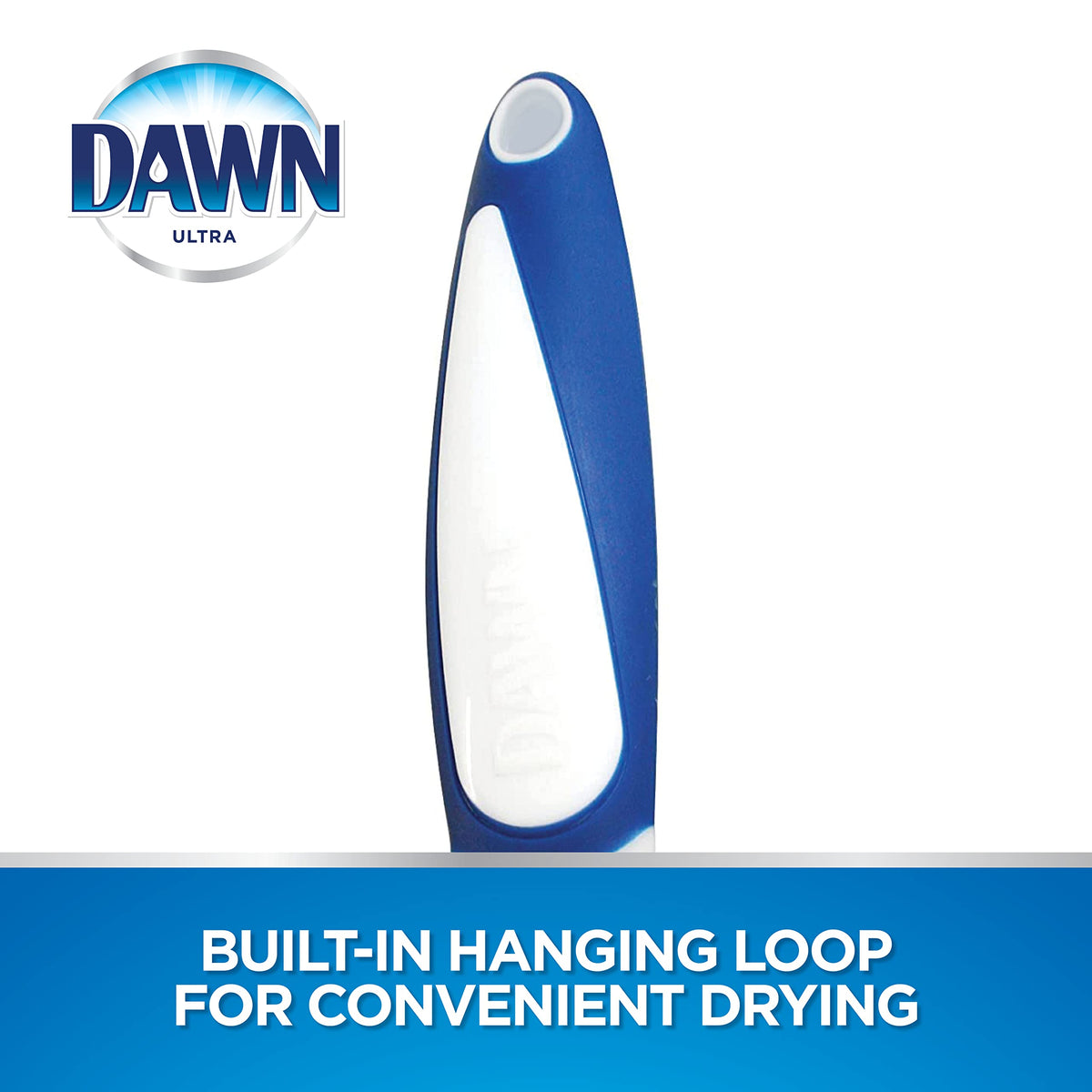 Dawn Dish Brush with Soft Nylon Bristles and Scraper, Blue/White
