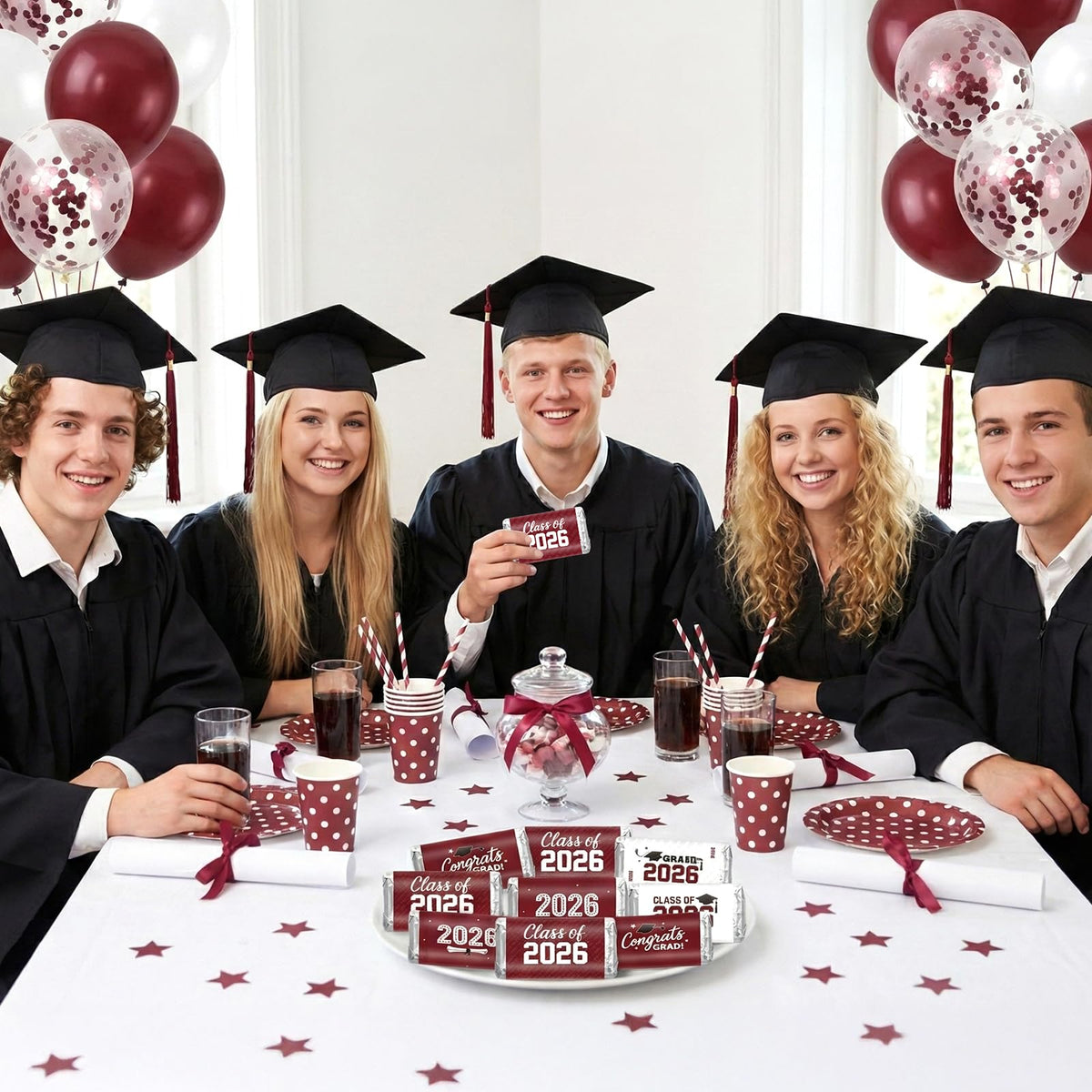 Anwyll 120Pcs Graduation Party Favor Decoration Stickers 2026 Grad Mini Candy Chocolate Bar Wrapper Label Sticker Self Adhesive Congrats Graduation