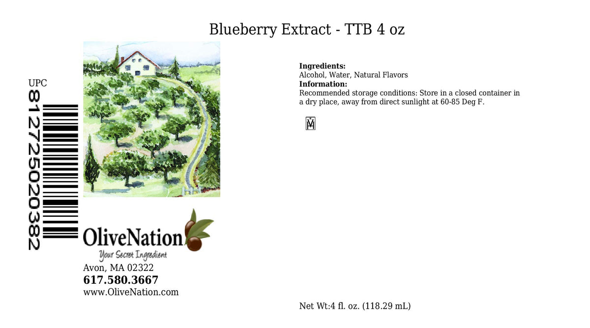 Blueberry Flavoring Extract - TTB-Approved Natural Flavoring for Baked Goods - Beverages - Non-GMO - Kosher - Vegan - 4 oz