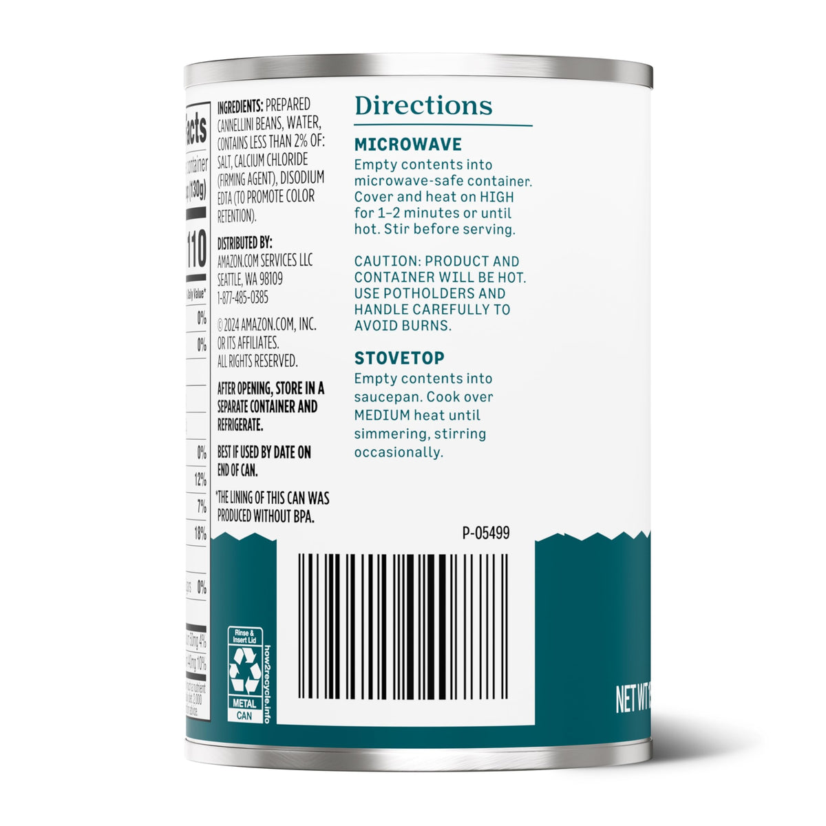 Amazon Grocery, Canned Cannellini Beans, 15.5 Oz