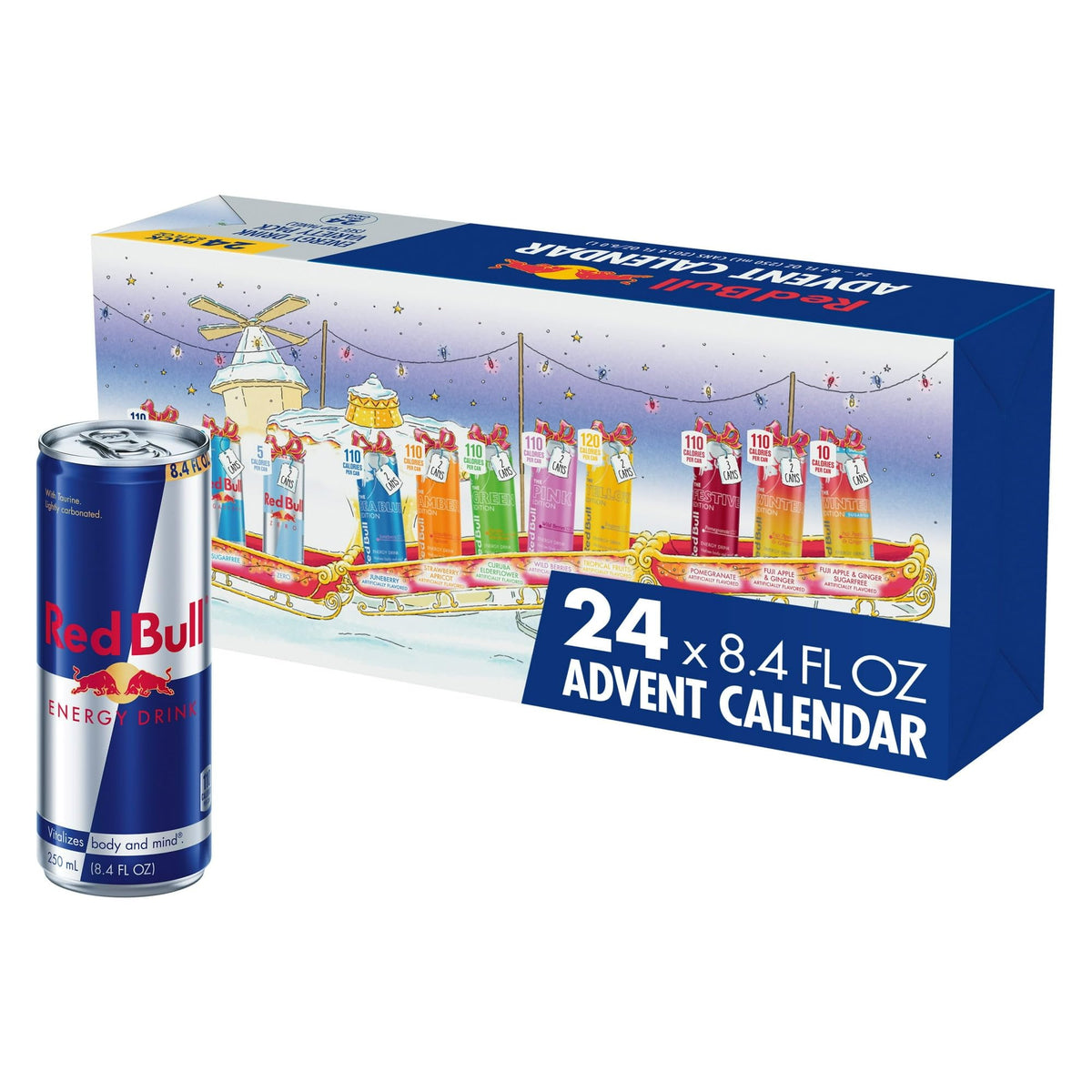 Red Bull Energy Drink Variety 2025 Advent Calendar Pack, with 80mg Caffeine, Taurine & B Vitamins, 8.4 fl. oz. - 24 Cans