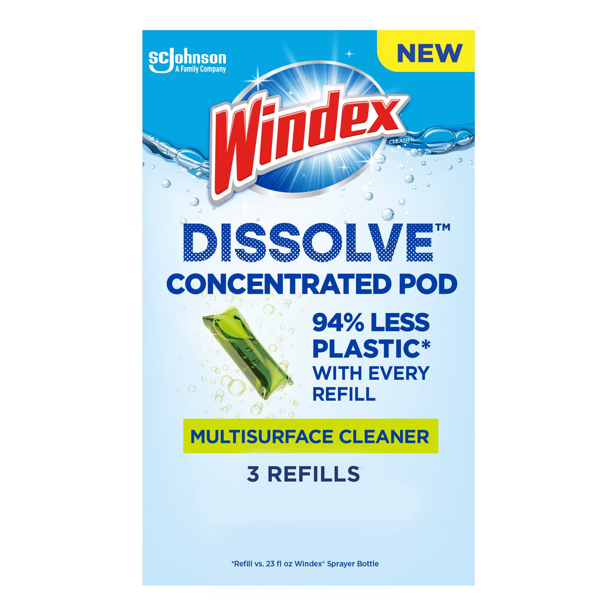 Windex Dissolve Concentrated Pods, Multisurface Cleaner, 3 Concentrated Dissolvable Refill Pods